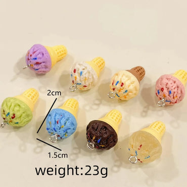 A Pack Of 8 2*1.5cm Resin Ice Cream Pendant