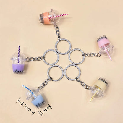 Simple Style Milk Tea Plastic Bag Pendant Keychain