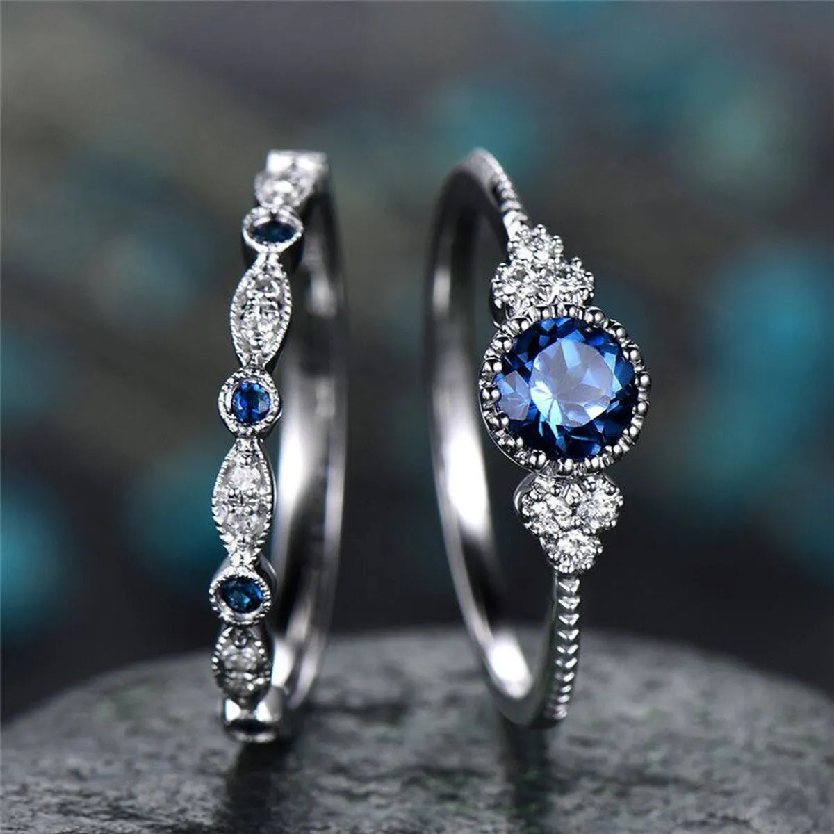 Accessories Simple Fashion Green Zircon Women'S Alloy Sapphire Ring