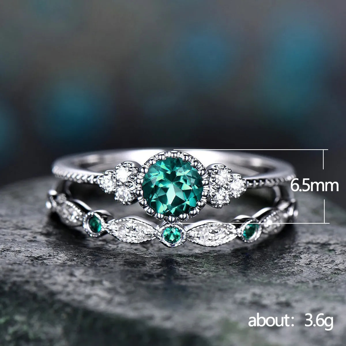 Accessories Simple Fashion Green Zircon Women'S Alloy Sapphire Ring