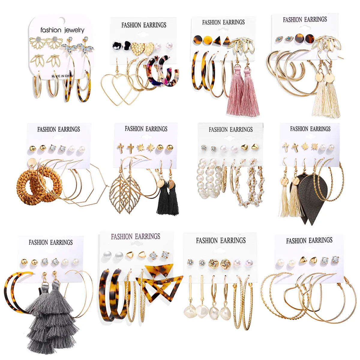 Acrylic Artificial Pearl Circle Tassel Earrings Set 6 Piece Set Hot Selling Earrings Wholesale Gooddiy