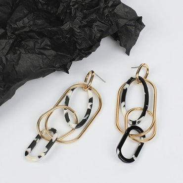 Acrylic Leopard Print Resin Geometric Long Acetate Plate Exaggerated Earrings