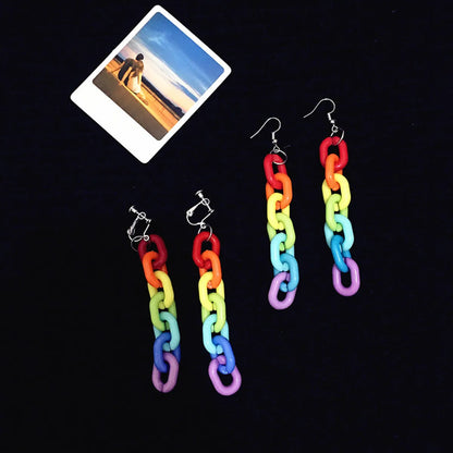 Acrylic Rainbow Contrast Color Chain Acrylic Earrings Wholesale