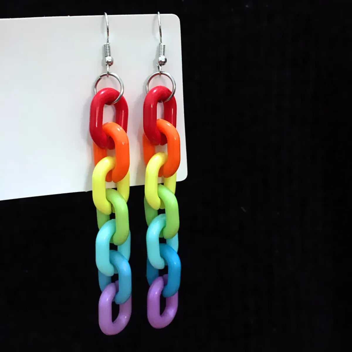 Acrylic Rainbow Contrast Color Chain Acrylic Earrings Wholesale