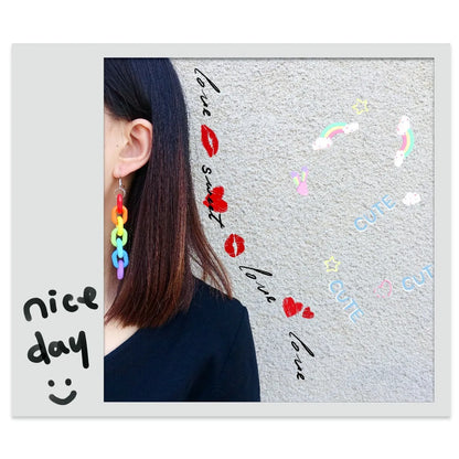 Acrylic Rainbow Contrast Color Chain Acrylic Earrings Wholesale