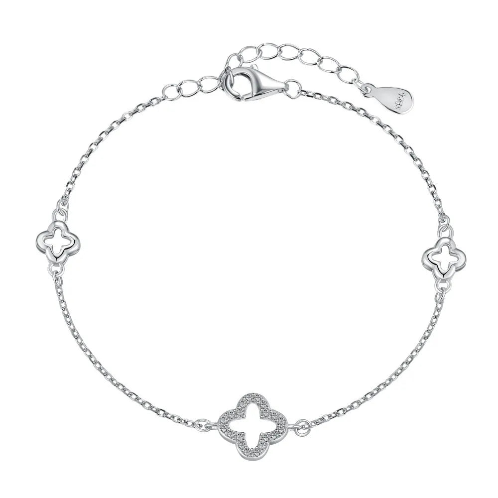 Agate Sterling Silver Elegant Plating Flower Bracelets