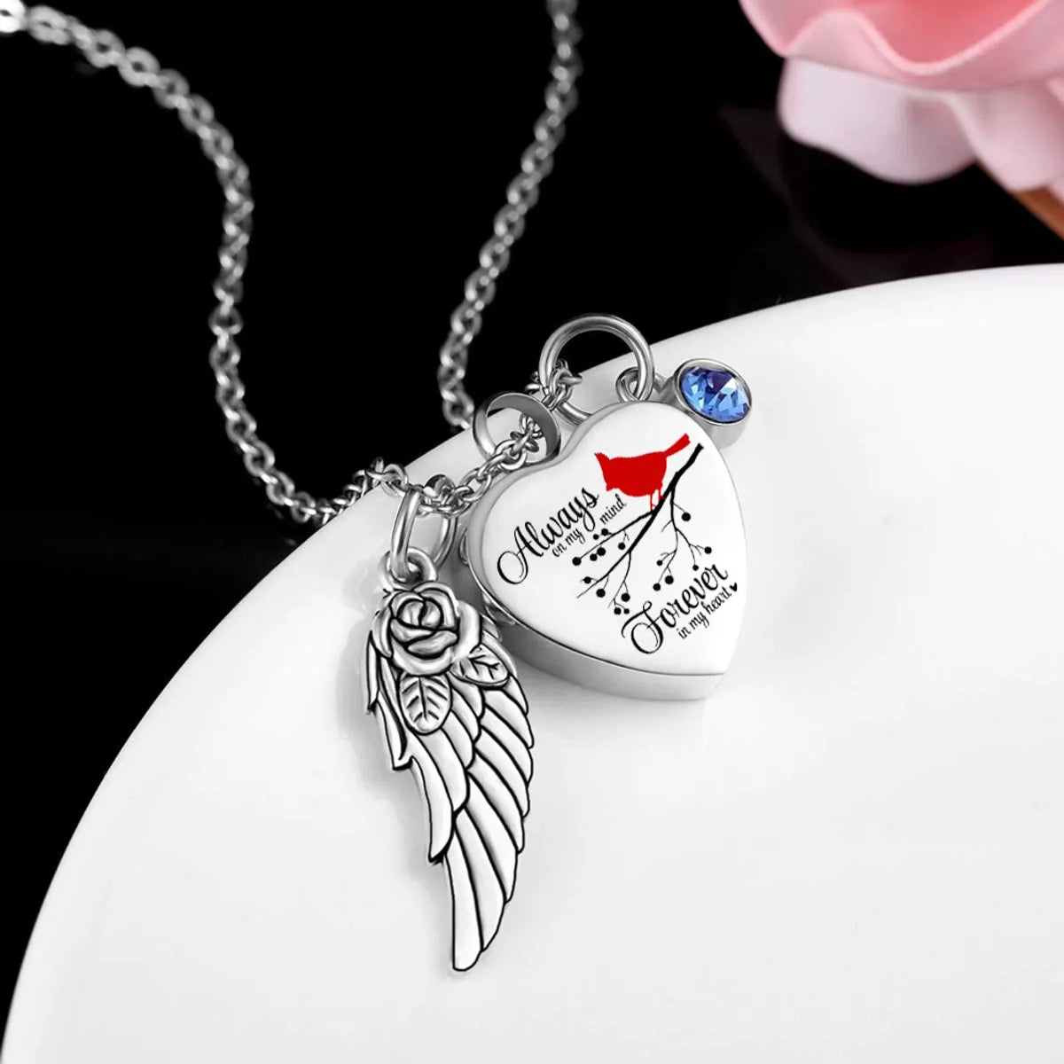 AliExpress Stainless Steel Crooked Peach Heart-Shaped Men'S And Women'S Necklace European And American Style Cinerary Casket Commemorative Lettering Pet Lover Pendant