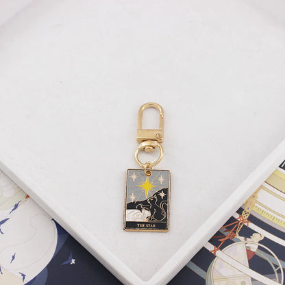 Alloy Board Game Card Sun Tarot Key Chain Good Luck Gift Pendant Key Chain Pendant Key Ring Schoolbag