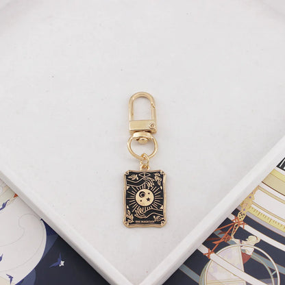 Alloy Board Game Card Sun Tarot Key Chain Good Luck Gift Pendant Key Chain Pendant Key Ring Schoolbag