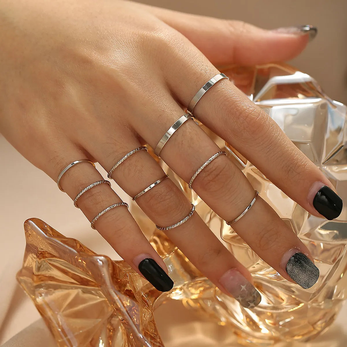 Alloy Creative Simple Retro Ten-Piece Joint Ring Set