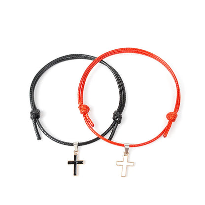 Alloy Cross Wax Rope Simple Couple Bracelet A Pair Jewelry Wholesale Nihaojewelry