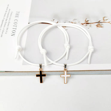 Alloy Cross Wax Rope Simple Couple Bracelet A Pair Jewelry Wholesale Nihaojewelry