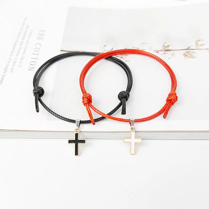 Alloy Cross Wax Rope Simple Couple Bracelet A Pair Jewelry Wholesale Nihaojewelry