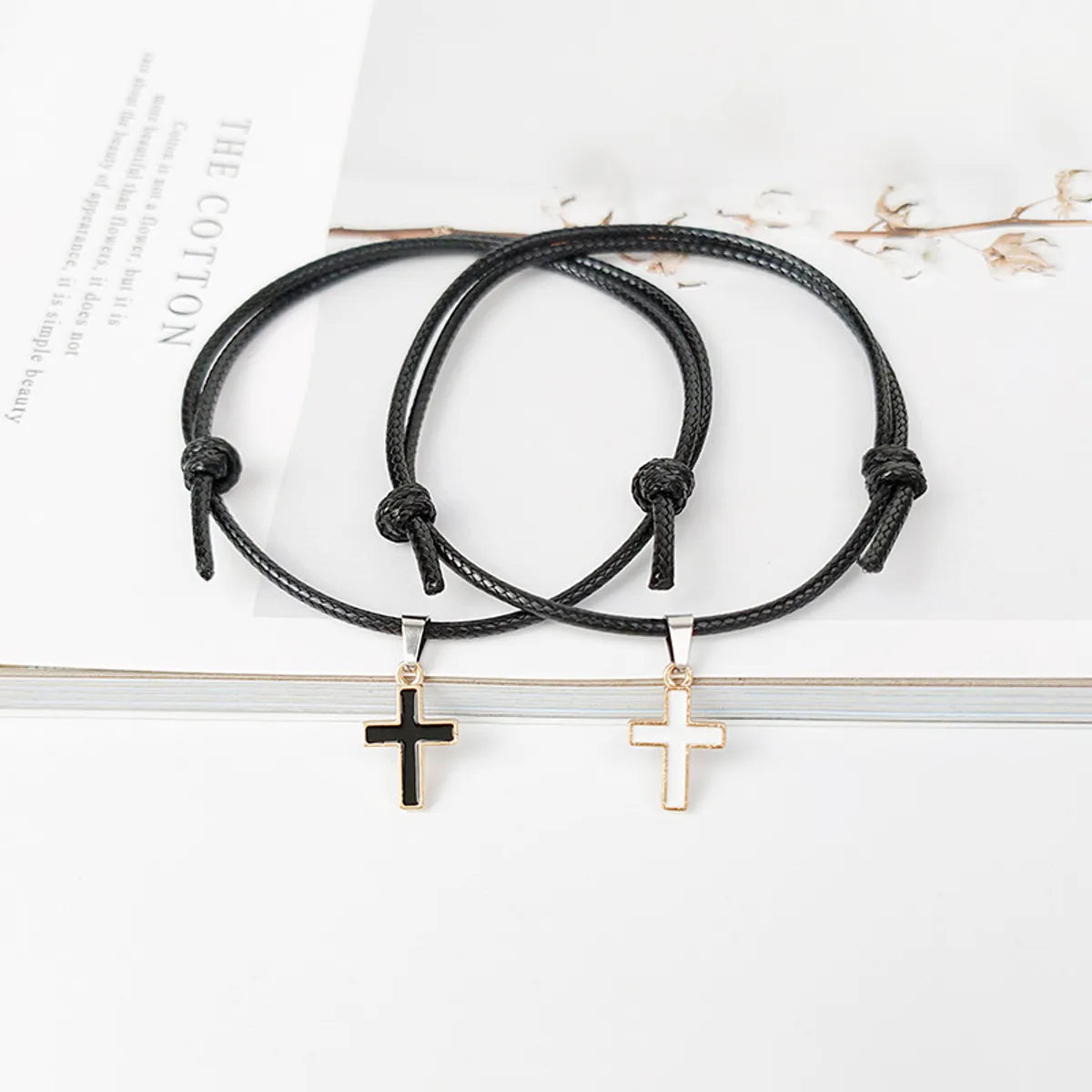 Alloy Cross Wax Rope Simple Couple Bracelet A Pair Jewelry Wholesale Nihaojewelry