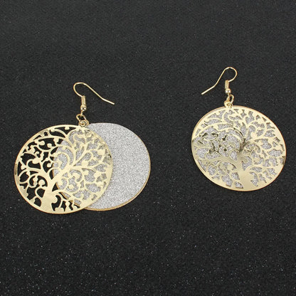 Alloy Double-layer Hollow Leaf Frosted Style Simple Earrings Wholesale Gooddiy