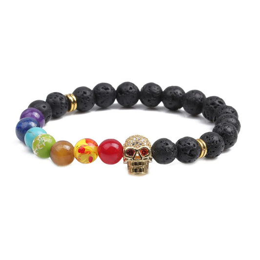 Alloy Fashion Skeleton Skull Bracelet  (Volcanic Stone) Nhyl0365-Volcanic-Stone