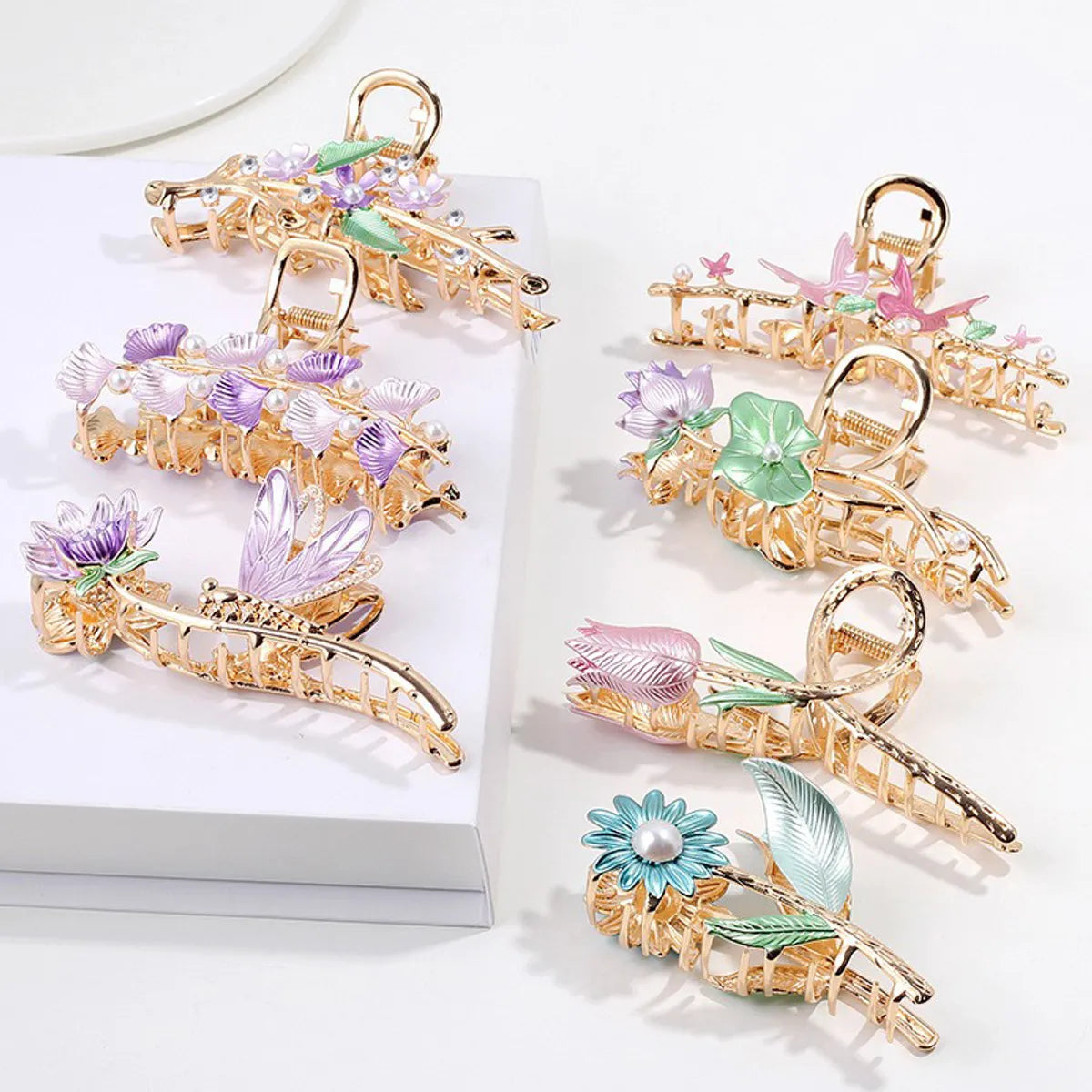 Alloy Hairpin Women'S Shark Clip Oversized Flower Flower Paint Tulip Shark Clip Hair Accessories High-Grade Grab Clip