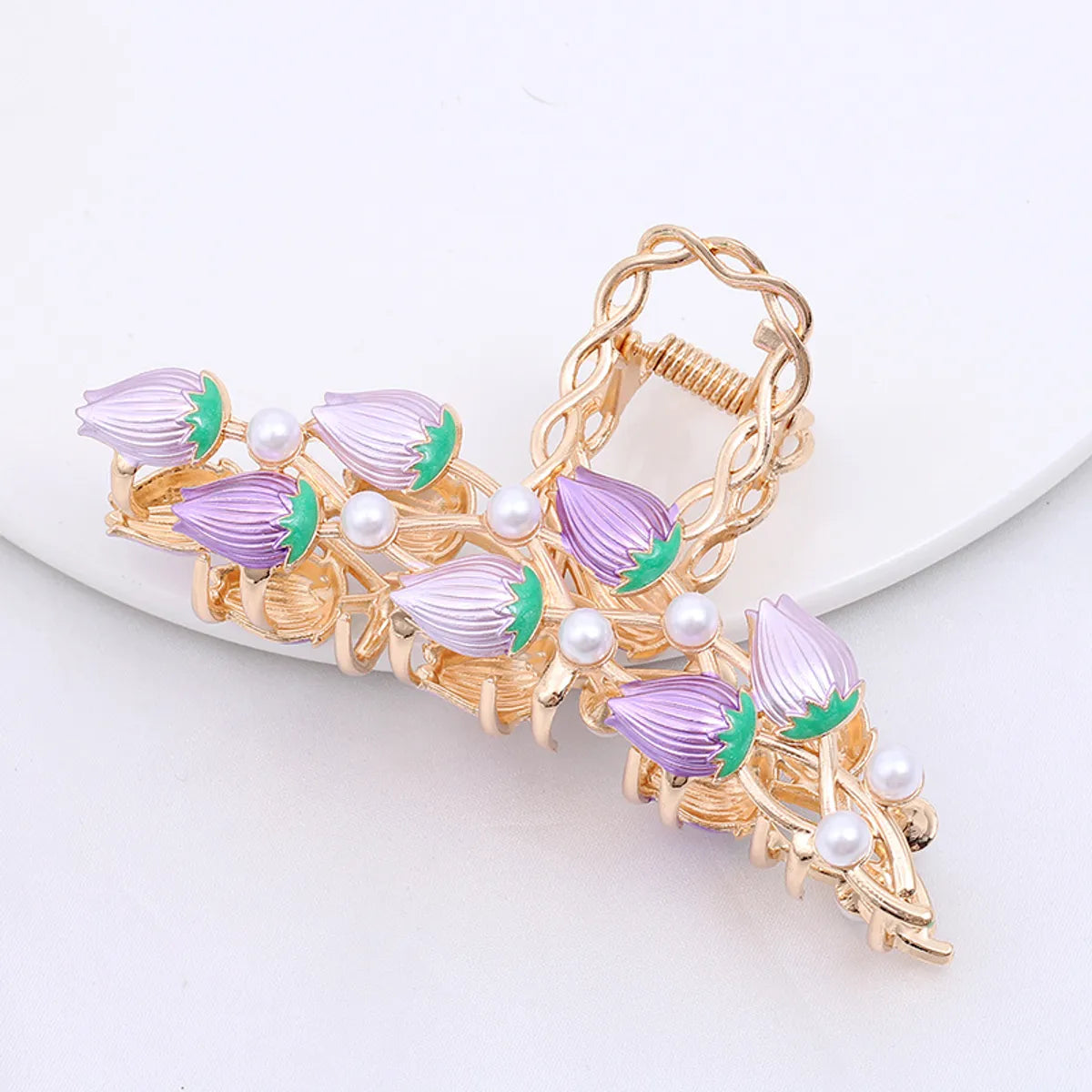 Alloy Hairpin Women'S Shark Clip Oversized Flower Flower Paint Tulip Shark Clip Hair Accessories High-Grade Grab Clip