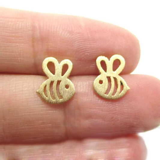 Alloy Plating Plane Hollow Bee Stud Earrings Nhcu149848