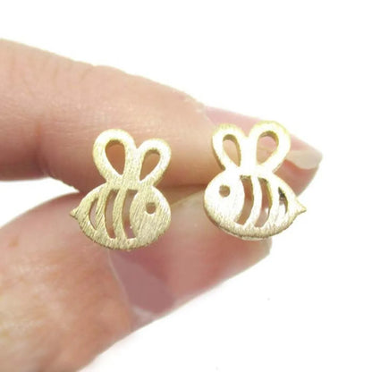 Alloy Plating Plane Hollow Bee Stud Earrings Nhcu149848