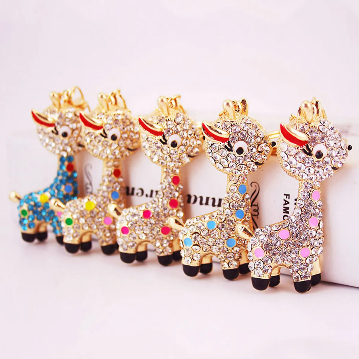 Alloy Rhinestone Deer  Keychain