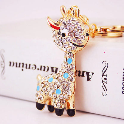 Alloy Rhinestone Deer  Keychain