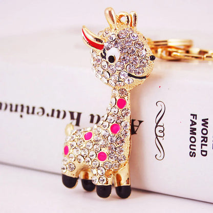 Alloy Rhinestone Deer  Keychain