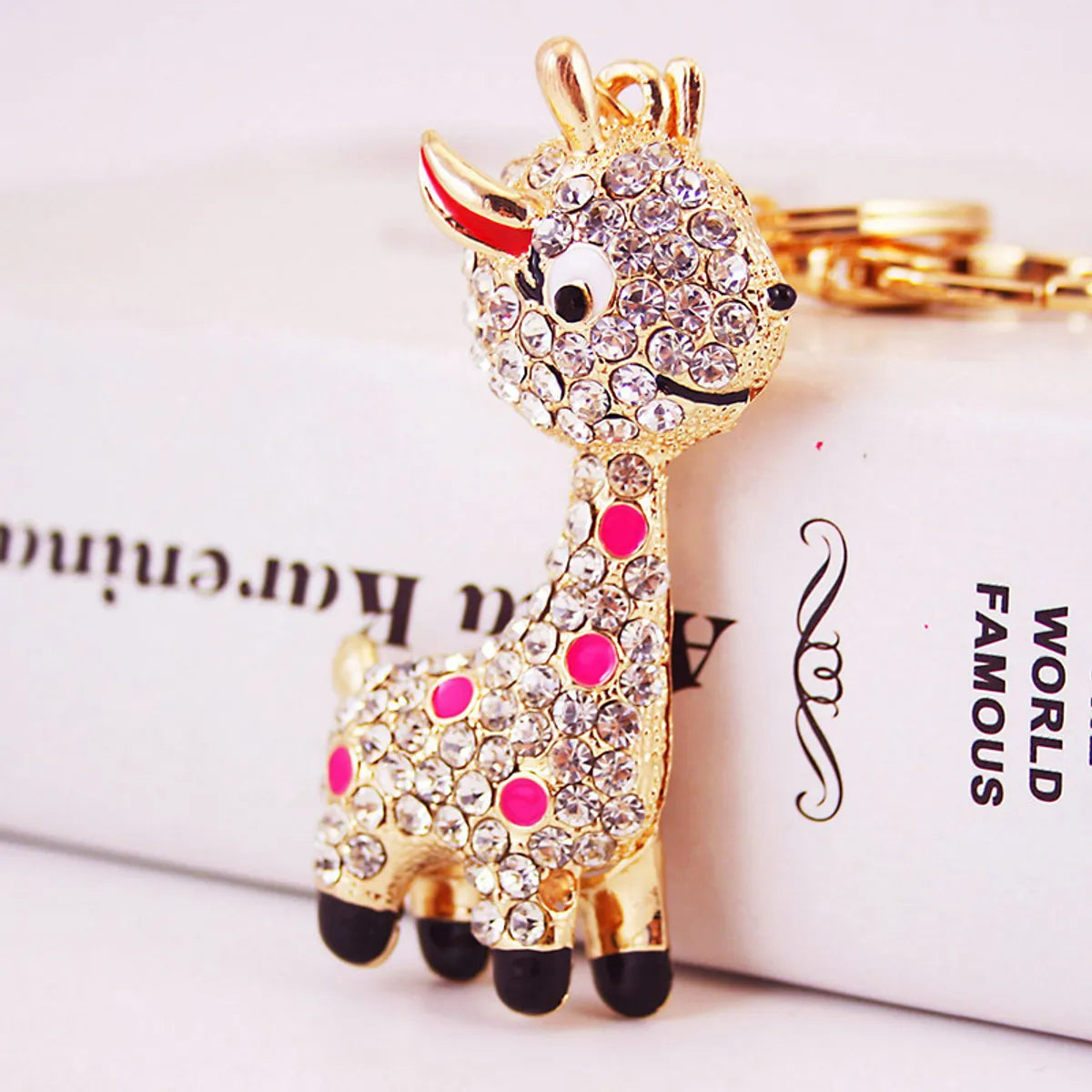 Alloy Rhinestone Deer  Keychain