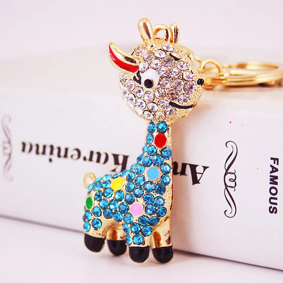 Alloy Rhinestone Deer  Keychain