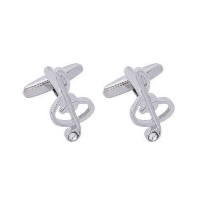 Fashion High Quality Titanium Steel Electroplating Paint Diamond-Embedded Music Symbol Guitar Piano Drum Kit Series Cufflinks