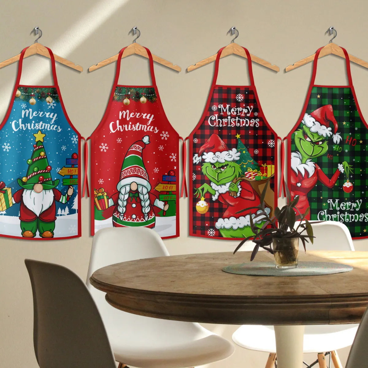 New Christmas Apron Grinch Christmas Elderly Household Kitchen Apron Christmas Product Wholesale