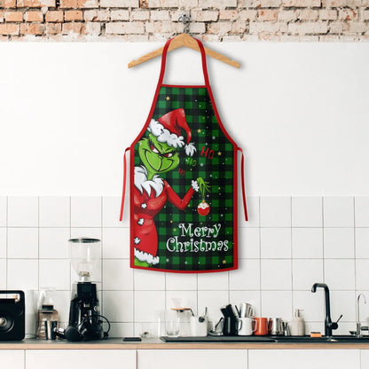 New Christmas Apron Grinch Christmas Elderly Household Kitchen Apron Christmas Product Wholesale