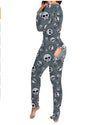 New Popular  Halloween Printed Long-Sleeved Trousers One-Piece Adult Home Wear For Women