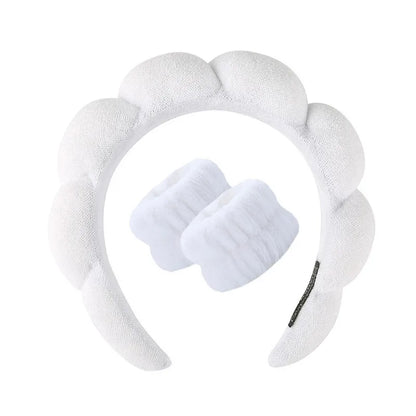 Twist Sponge Headband Girls' High-Grade Towel Cloth High Skull Top Hair Band Face Wash Makeup Headband Suit