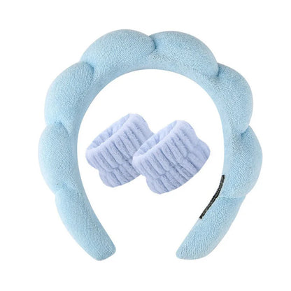 Twist Sponge Headband Girls' High-Grade Towel Cloth High Skull Top Hair Band Face Wash Makeup Headband Suit