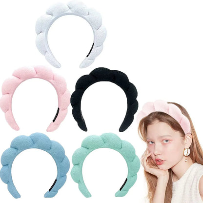 Twist Sponge Headband Girls' High-Grade Towel Cloth High Skull Top Hair Band Face Wash Makeup Headband Suit