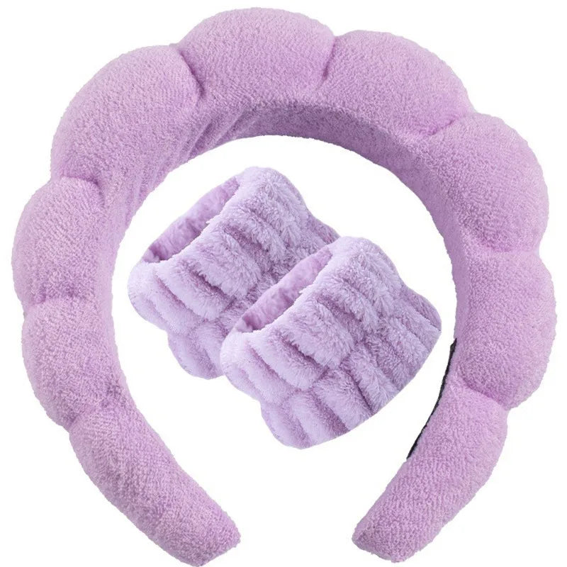 Twist Sponge Headband Girls' High-Grade Towel Cloth High Skull Top Hair Band Face Wash Makeup Headband Suit