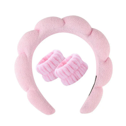 Twist Sponge Headband Girls' High-Grade Towel Cloth High Skull Top Hair Band Face Wash Makeup Headband Suit