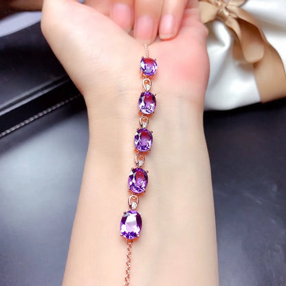 Amethyst Female Niche Full Diamond Egg Shaped Bracelet