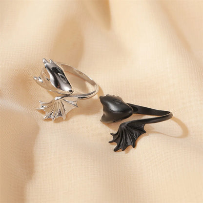 Angel Devil Ring Gothic Pterosaur Open Ring Couple Pair Ring Black Tail Ring Dark Wholesale Nihaojewelry