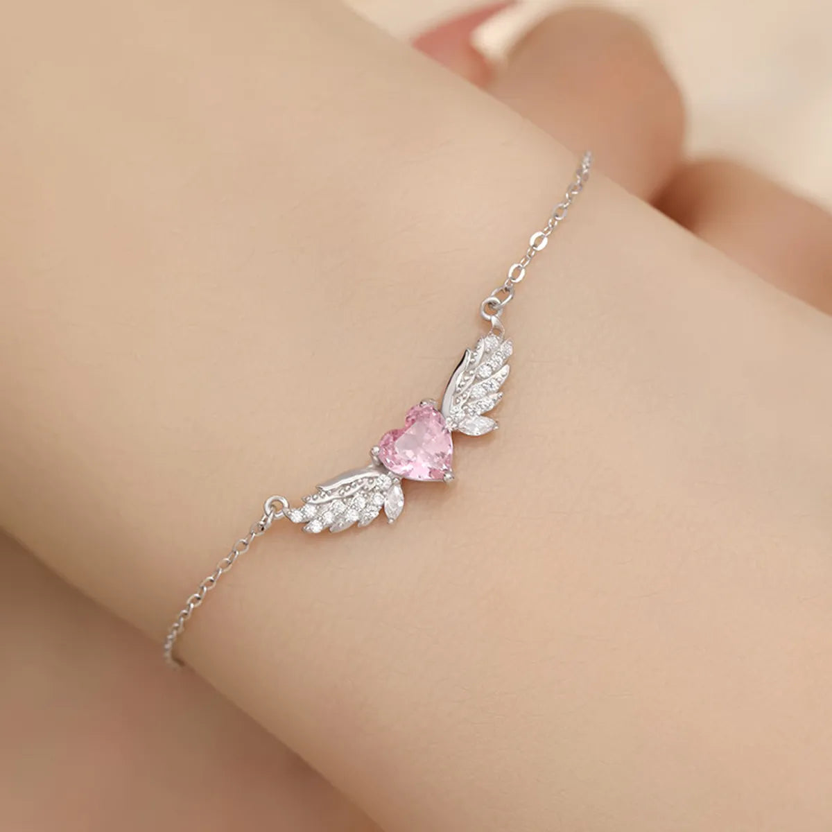 Simple Style Heart Shape Sterling Silver Zircon Bracelets In Bulk