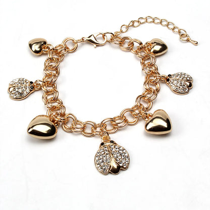 Animal Insect Fashion Golden Heart O-shaped Crystal Diy Retro Alloy Bracelet