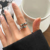 Animal Retro 925 Sterling Silver Ring Female Snake Cat Elephant Special-Interest Design Niello Jewelry Open-End Personality Ring No