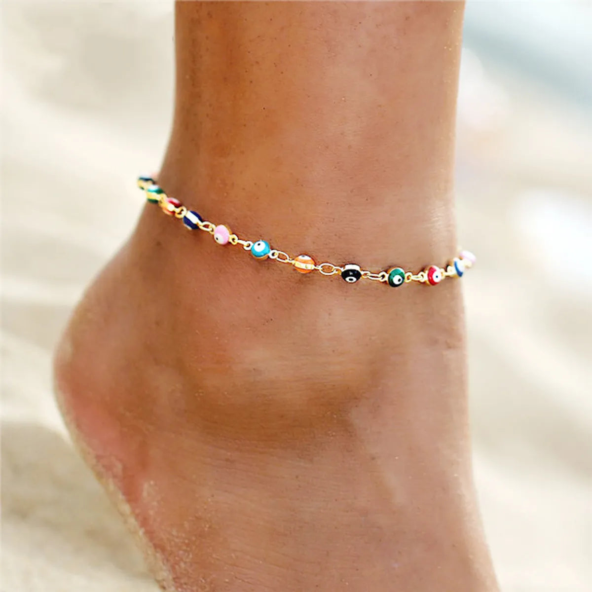 Anklet Jewelry Creative Simple  Seven Color Water Drop Devil'S Eye Anklet  Wholesale Nihaojewelry