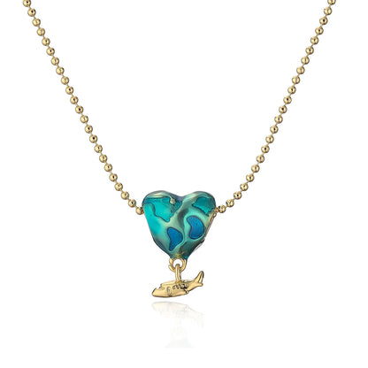 Simple Style Commute Heart Shape Copper 18k Gold Plated Zircon Pendant Necklace In Bulk