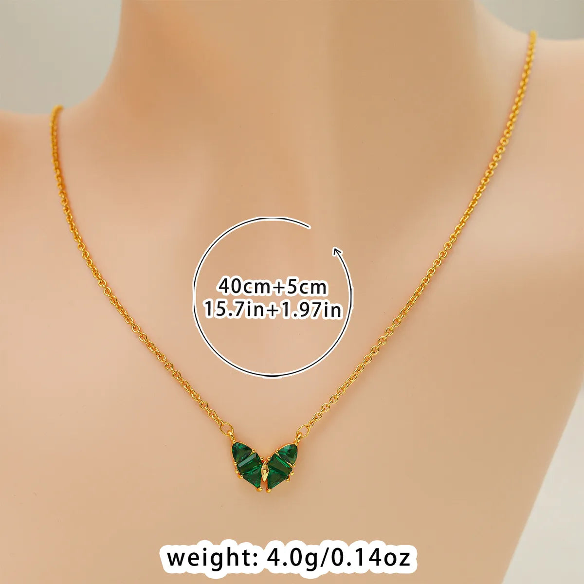 Artificial Crystal Copper Heart Shape Pendant Necklace