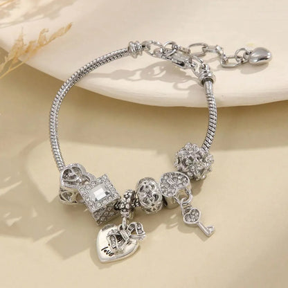 Artificial Crystal Copper White Gold Plated IG Style Modern Style Classic Style Square Heart Shape Glass Bracelets