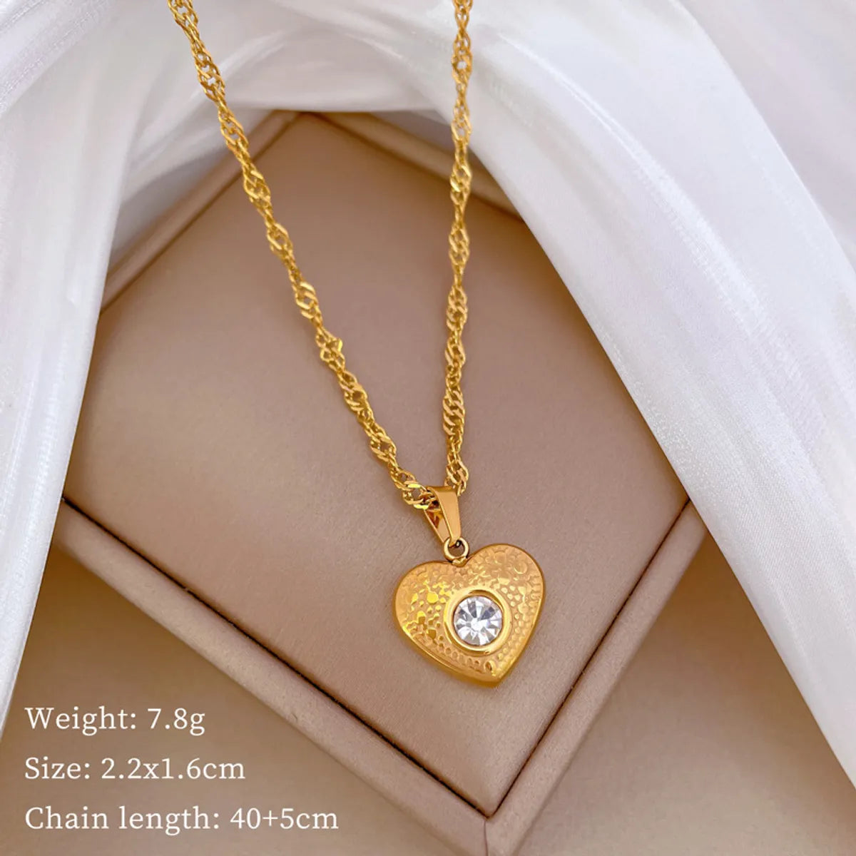 Wholesale Jewelry Basic Modern Style Classic Style Heart Shape Artificial Gemstones Titanium Steel Rhinestones Inlay Pendant Necklace