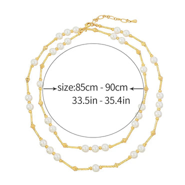 Artificial Pearl Copper 18K Gold Plated Simple Style Classic Style Beaded Round Double Layer Necklaces