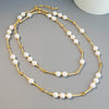 Artificial Pearl Copper 18K Gold Plated Simple Style Classic Style Beaded Round Double Layer Necklaces